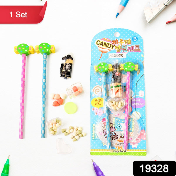 Fun Candy Design Pencil Set with Accessories