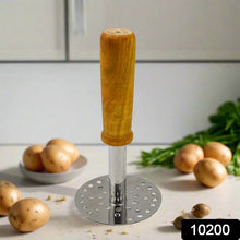 High Grade Stainless Steel Potato Masher Paubhaji / Pav Bhaji Masher with Wooden handle (1 Pc) - asurekart.com