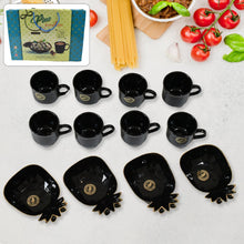 Pine Junction Ceramic Tea / cups / Mug Set With Pineapple Shape Serving Bowl (12 Pcs set) - asurekart.com