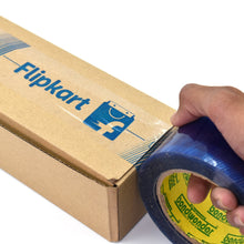 Roll of blue tape with Flipkart lasurekart for shipping purposes.