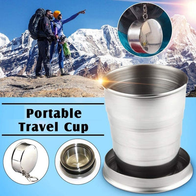 2 in 1 Camping Folding Cup with Keychain (1 Pc) - asurekart.com