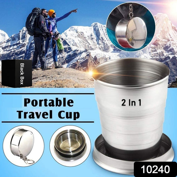 2 in 1 Camping Folding Cup with Keychain (1 Pc) - asurekart.com
