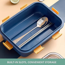 3 Compartment Transparent Stainless Steel Lunch Box with a Spoon and a Pair of Chopsticks (1 Set) - asurekart.com