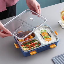 3 Compartment Transparent Stainless Steel Lunch Box with a Spoon and a Pair of Chopsticks (1 Set) - asurekart.com