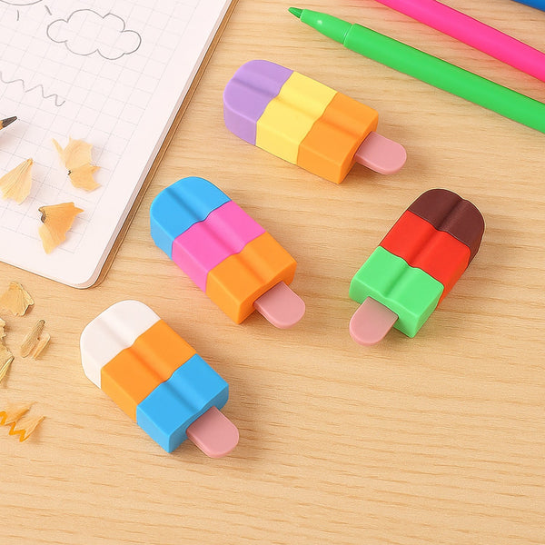 Ice cream Shape Eraser for Girls & Boys 3D Eraser for School B'Day Return Gift Ice Cream Theme Shape Erasers Pencils Set for Kids Educational Stationary kit, School Supplies (1 Set 4 Pc)