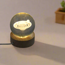 Astronaut 3D Crystal Ball lamps With Wood Base (1 Pc) - asurekart.com