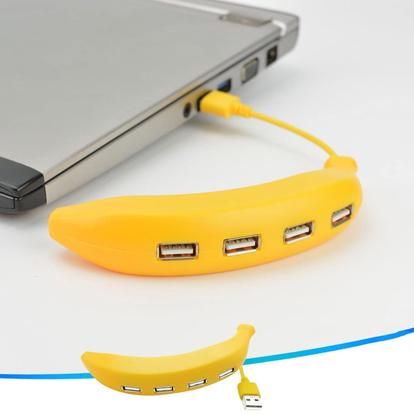 Banana Shape USB Hub, 2.0 Hub USB Splitter, 4 - Port USB Hub (1 Pc) - asurekart.com