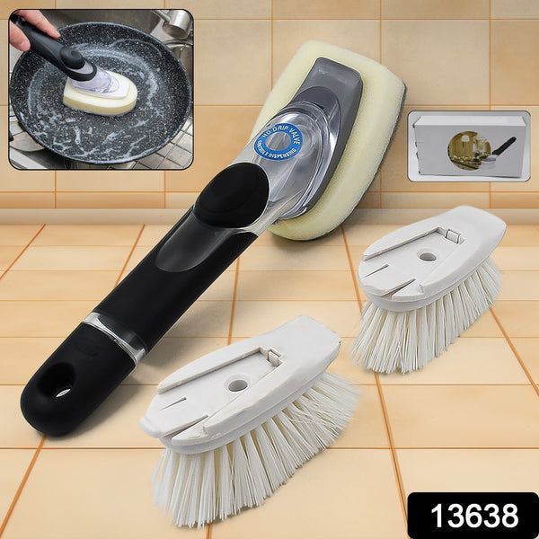 Dish Scrubber with Soap Dispenser, Soap Dispensing Dish Brush Set (1 Set) - asurekart.com