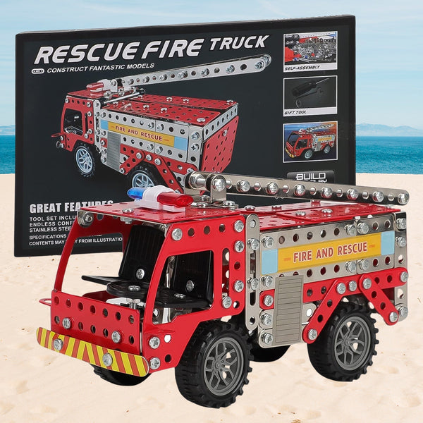 Metal DIY Fire Truck Building Blocks for Kids (Fire Truck / 292pcs of truck tool / 1 Set) - asurekart.com