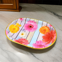 Plastic Flower Printed Design Serving Tray (3 Pcs Set / Mix Color) - asurekart.com
