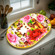 Plastic Flower Printed Design Serving Tray (3 Pcs Set / Mix Color) - asurekart.com