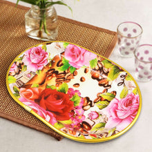 Plastic Flower Printed Design Serving Tray (3 Pcs Set / Mix Color) - asurekart.com