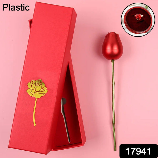 Plastic Red Rose Couple Rings Box - Fancy Rings Box (No Rings Included / 1 pc) - asurekart.com
